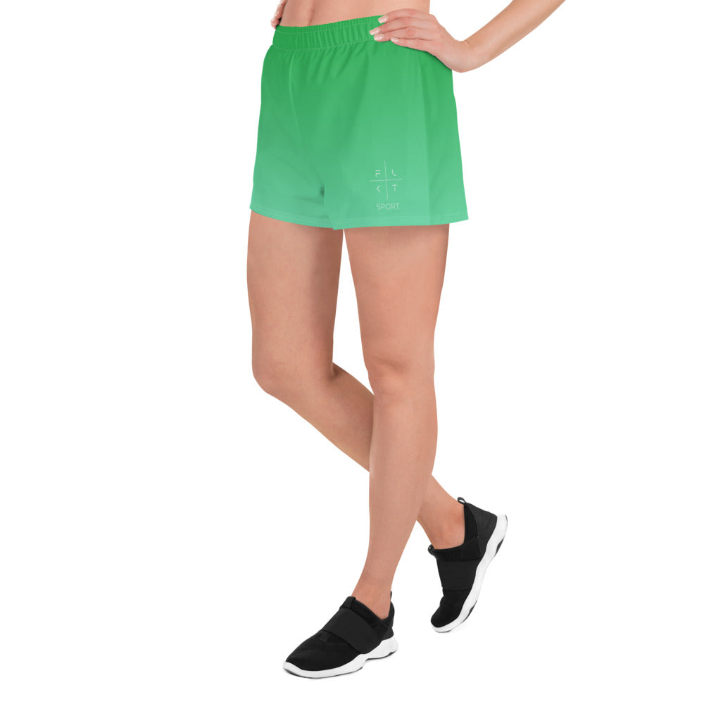 FLAKOUT Sport Emerald Oasis Women’s Recycled Athletic Shorts - FLAKOUT