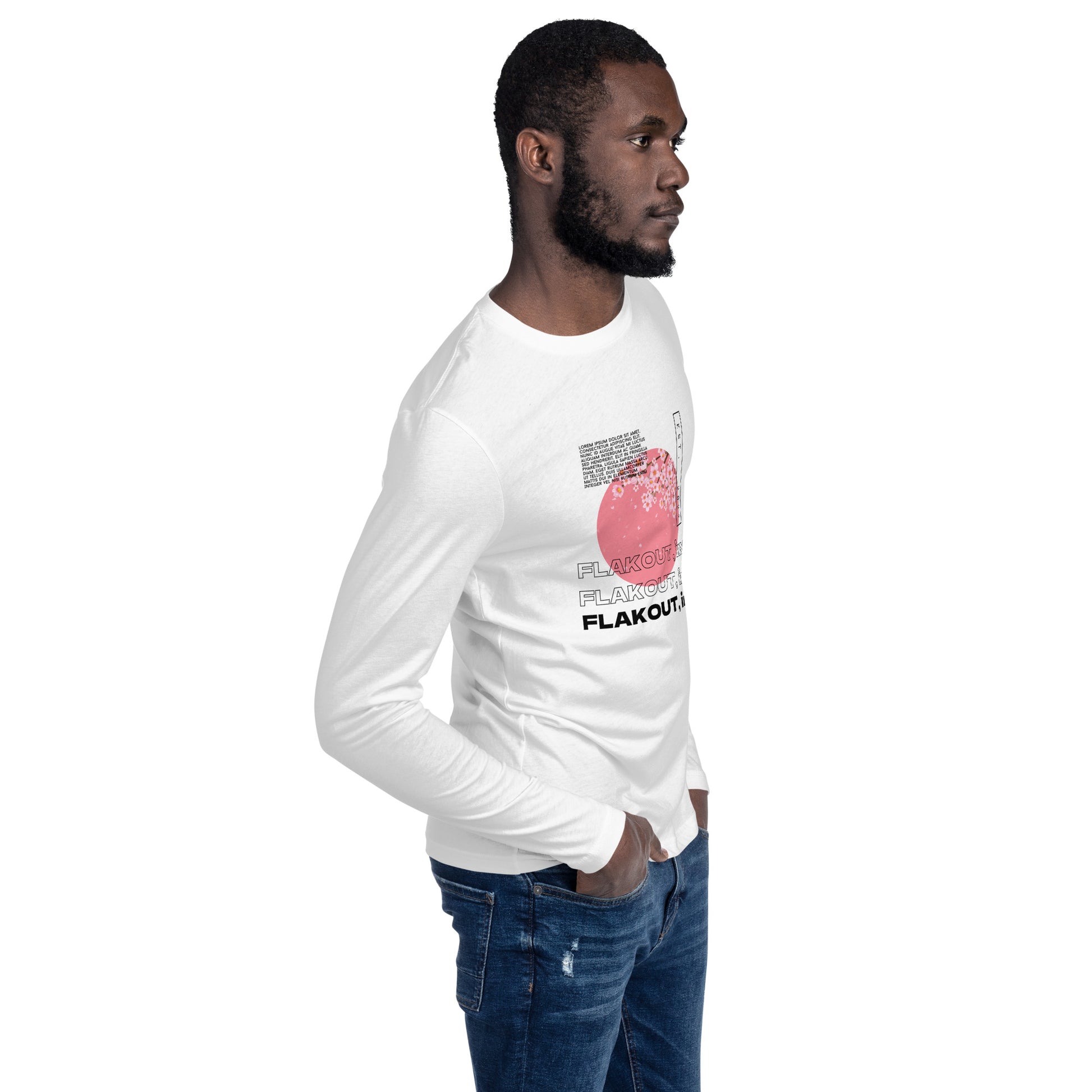 Zen Blossom Long Sleeve Fitted Crew Neck Tee - FLAKOUT