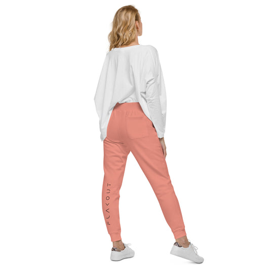 FLAKOUT Logo Back Leg Unisex Fleece Sweatpants - Dusty Rose - FLAKOUT