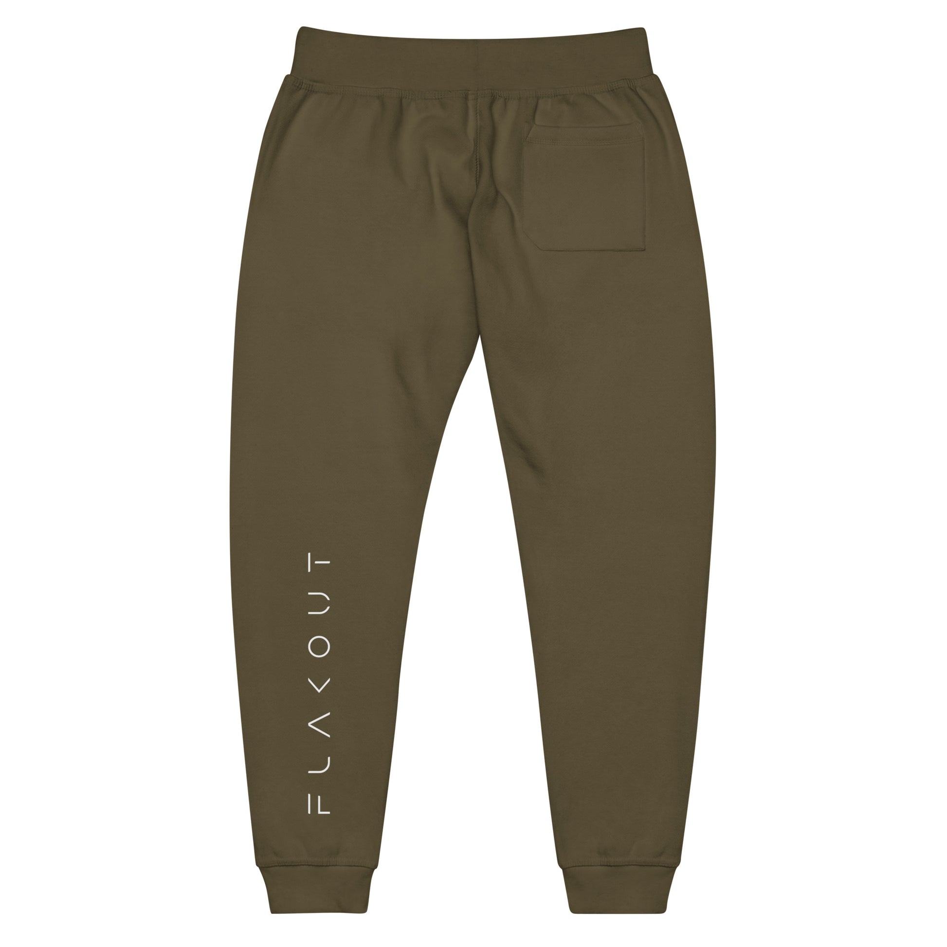 FLAKOUT Logo Back Leg Unisex Fleece Sweatpants - Military Green - FLAKOUT