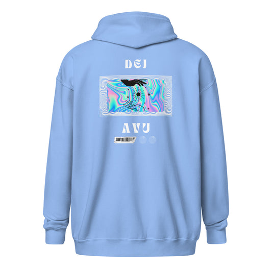 Echoes Of Dejavu Heavy Harmony Fusion Zip Hoodie - Carolina Blue - FLAKOUT