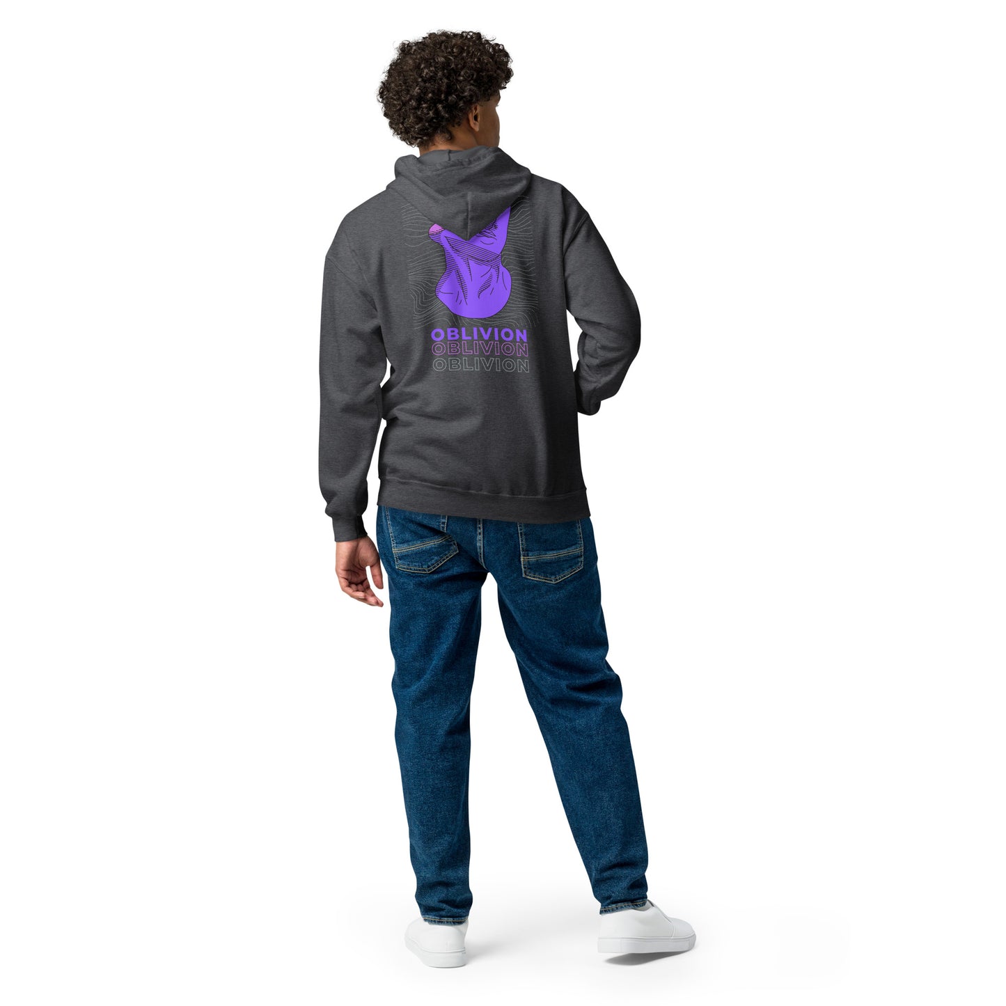 Violet Veil Of Oblivion Heavy Harmony Fusion Zip Hoodie - Dark Heather - FLAKOUT