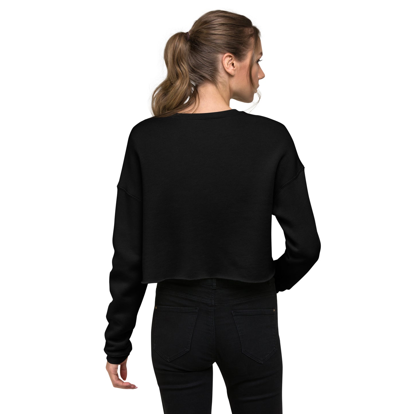 Whispers Of Wings Butterflies Women's Crop Sweatshirt - Black - FLAKOUT