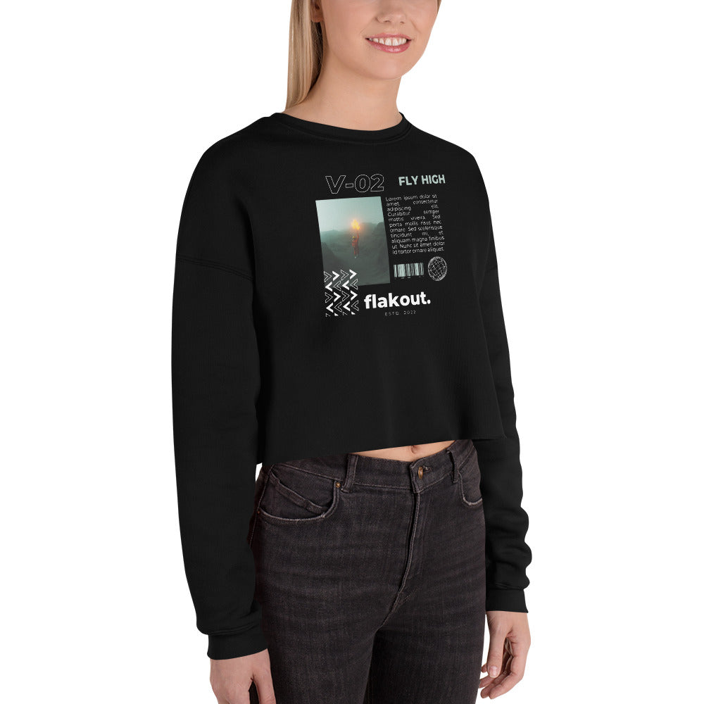 Fly High Voyager Women's Crop Sweatshirt - Black - FLAKOUT