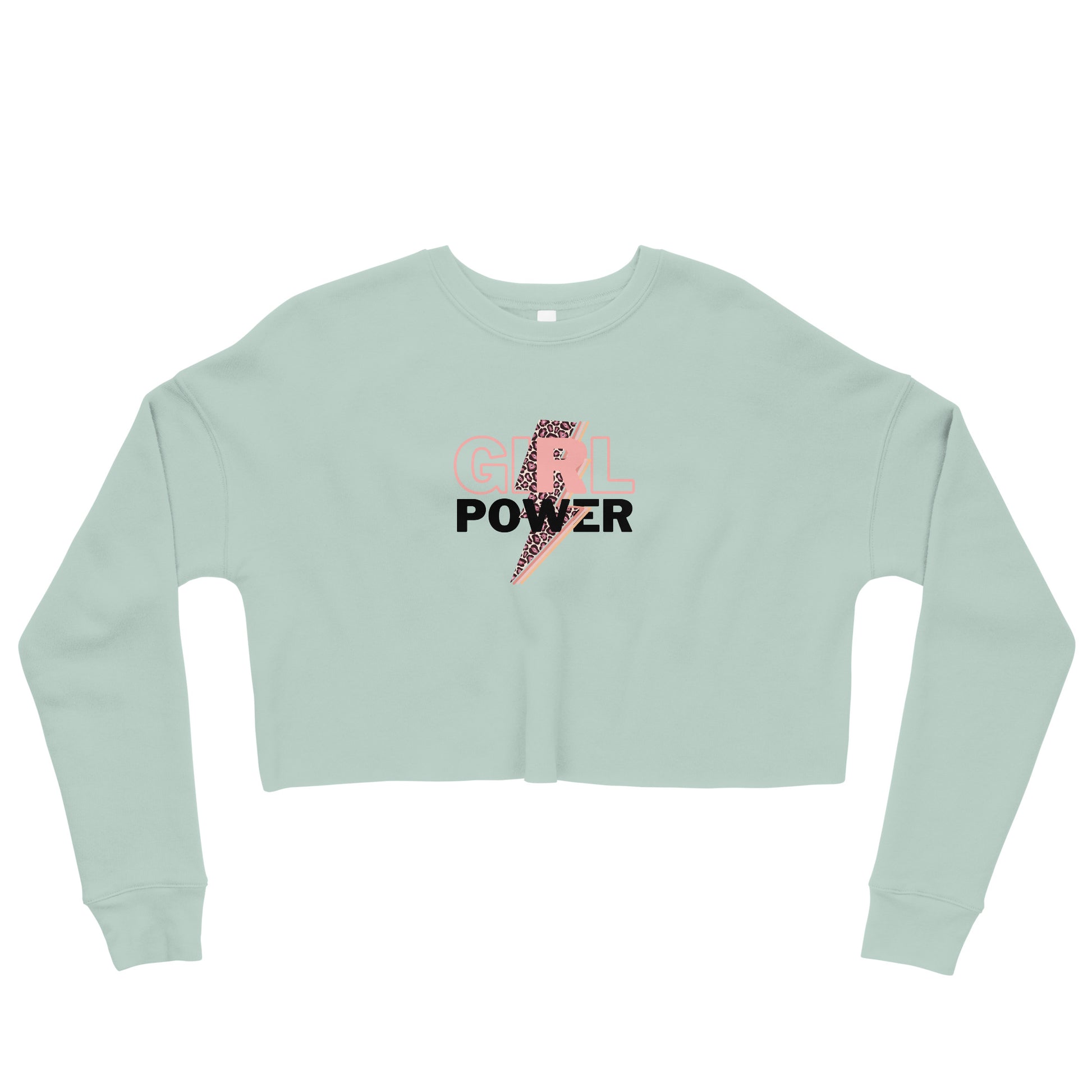 Queenly Girl Power Rebellion Women's Crop Sweatshirt - Dusty Blue - FLAKOUT