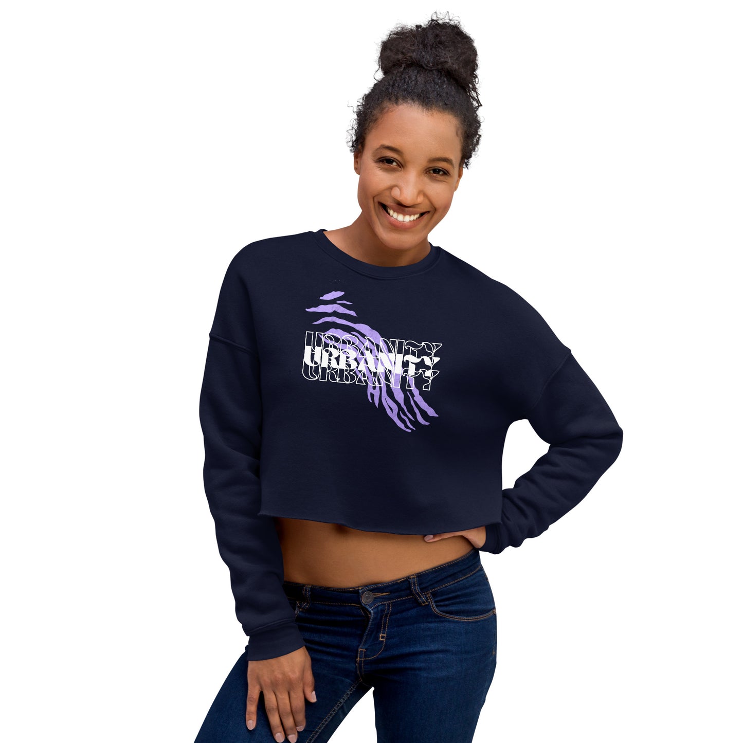 Streetwise Urbanity Women's Crop Sweatshirt - Navy - FLAKOUT