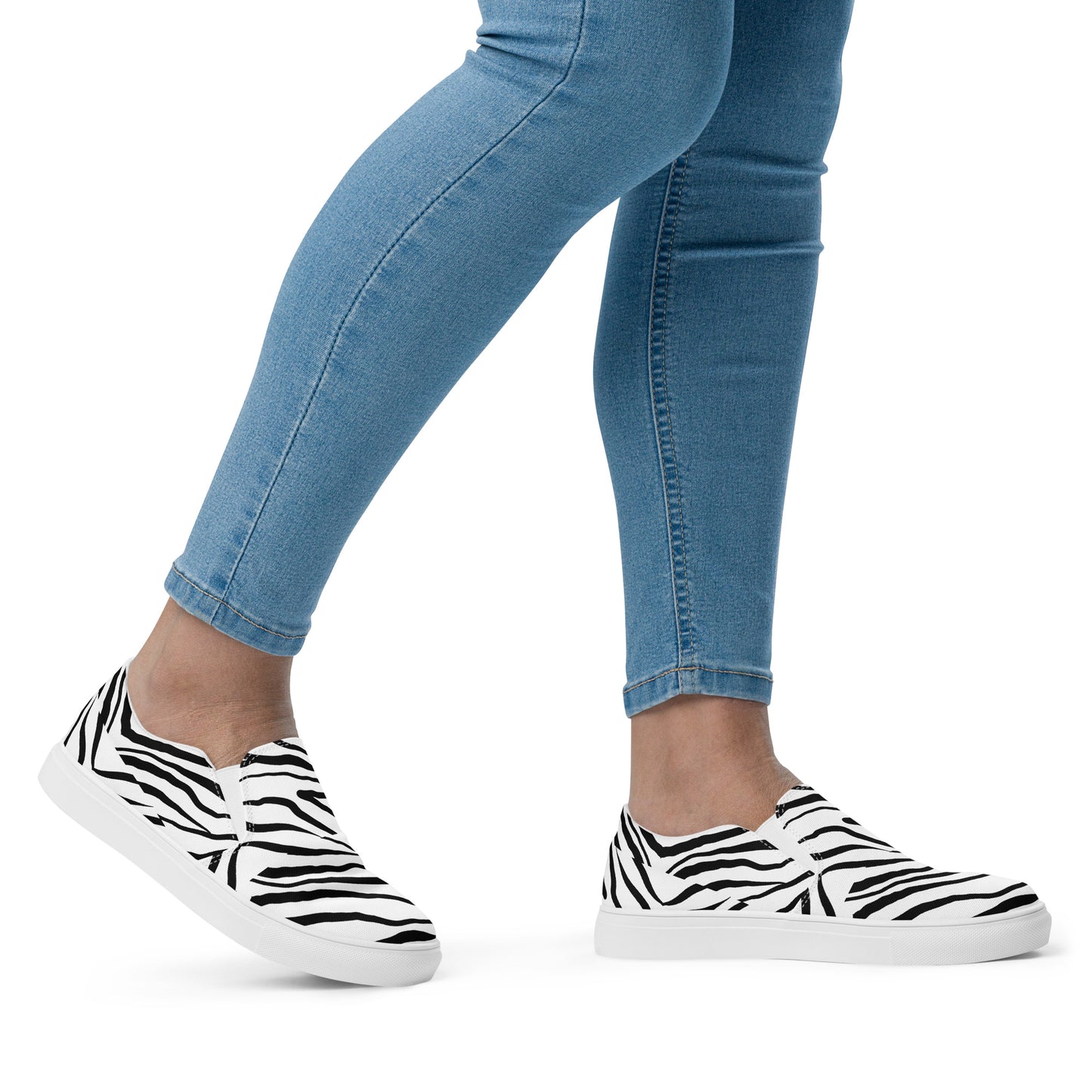 Striped Zebra Vibrance Women's Slip-On Canvas Shoes - FLAKOUT