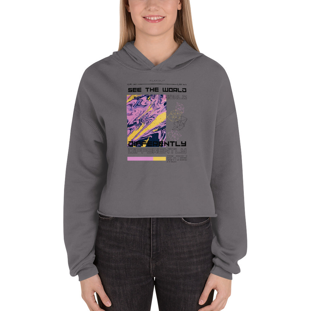 Divergent Horizon See The World Differently Women's Crop Hoodie - FLAKOUT